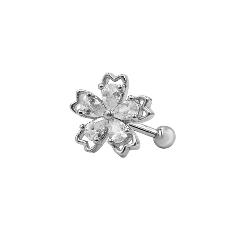 Four-Leaf Clover Snowflake Cartilage Stud Earrings