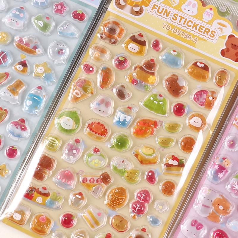 1/6Pcs Cute Cartoon Animals 3D Relief Stickers Reusable Patch For Scrapbooks Planner Journals Laptops Phone Case Diy Stickers
