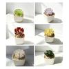 Handmade Mini Glass Flower Figurine Cute Hand Blown Small Faux Crystal Flower Bouquet In Pot Gift for Mother's Day Birthday Christmas DIY Craft