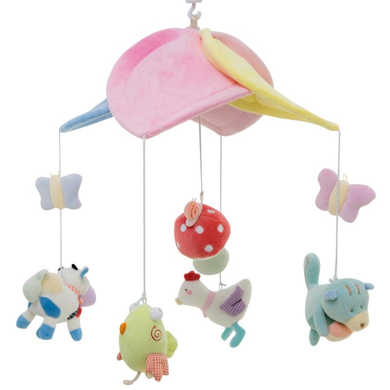 Newborn Children Soothe Early Education Fabric Art Plush Bedside Bell Music Remote Control Rotating Crib Wind Chimes Baby Toys