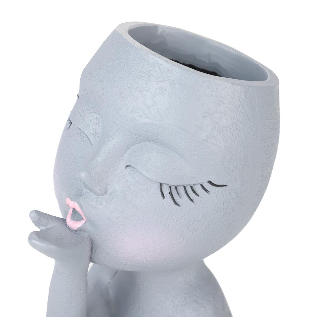 Sculpture Flower Pot Resin Portrait Flying Kiss Flower Pot Planter Pot Closed Eye Flower Pot