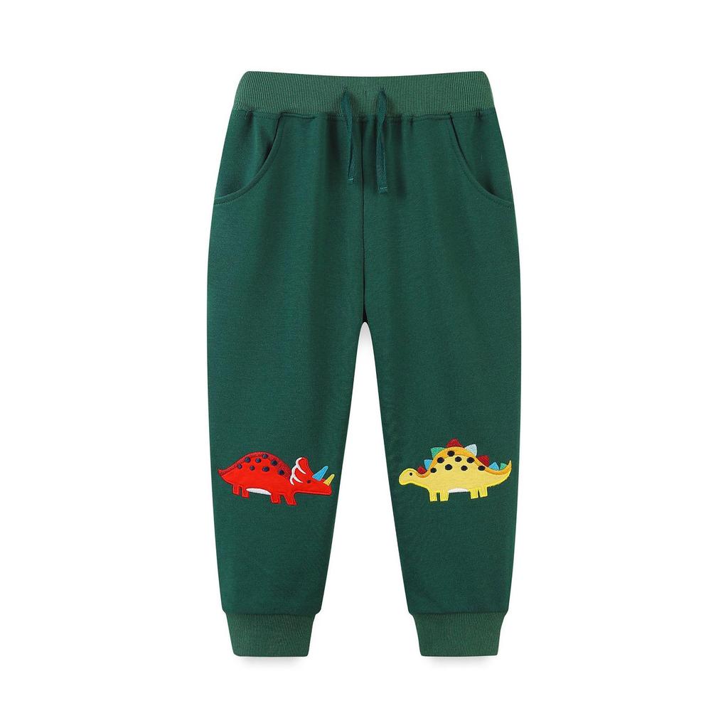 New Boys' Joggers with Cuffed Ankles and Cartoon Embroidery - Spring & Autumn Collection