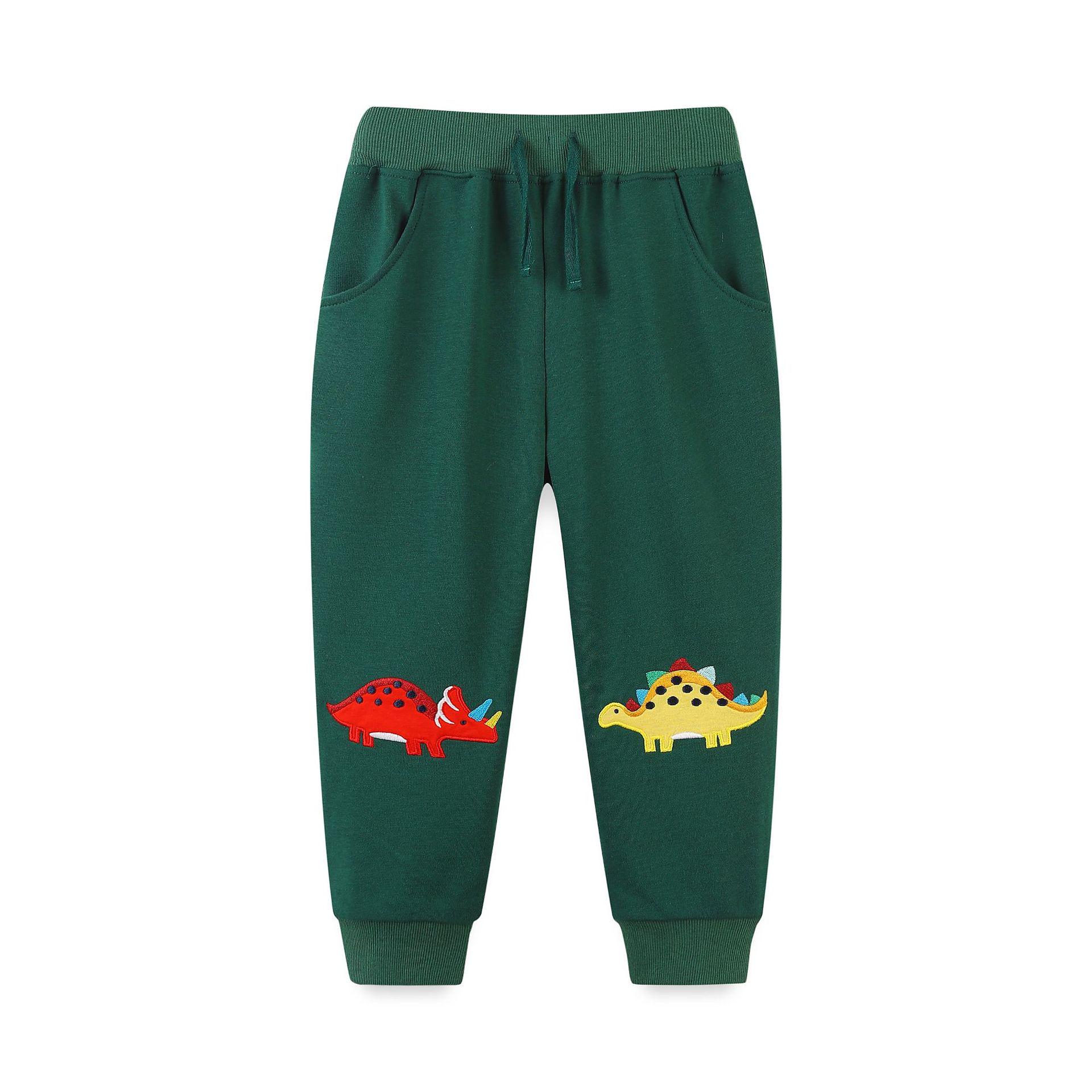 New Boys Joggers with Cuffed Ankles and Cartoon Embroidery - Spring & Autumn Collection 3Y (100 cm) 3083