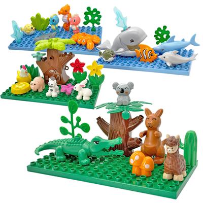 Educational Big Building Blocks Animals Toys - Elephant Giraffe Shark Ocean Forest Scene Set for Children Learn And Recognition