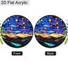 Acrylic Starry Night Sky and Mountains Suncatcher, Stained Glass Style Window Hanging Ornament for Celestial and Landscape Lovers