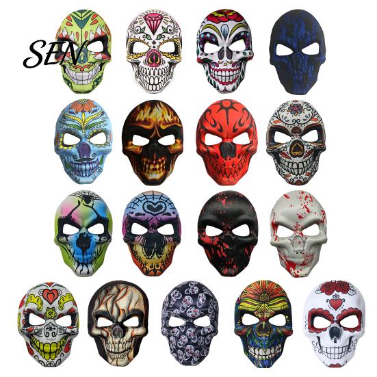 Scary Skeleton Face Masque Day of The Dead Skull Masque, Halloween Sugar Full Festival Costume Supplies Masquerade Party Accessory for Cosplay,