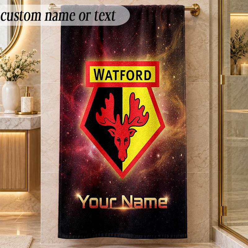 Beach TowelWatford FC Custom Name Text Personalized Soft Towel for Beach Pool Indoor Home Decor Gift