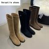 Vintage Flats Women Knee High Boots Fashion Side Zippers Shoes Autumn Winter Laides Concise Long Botas De Mujer