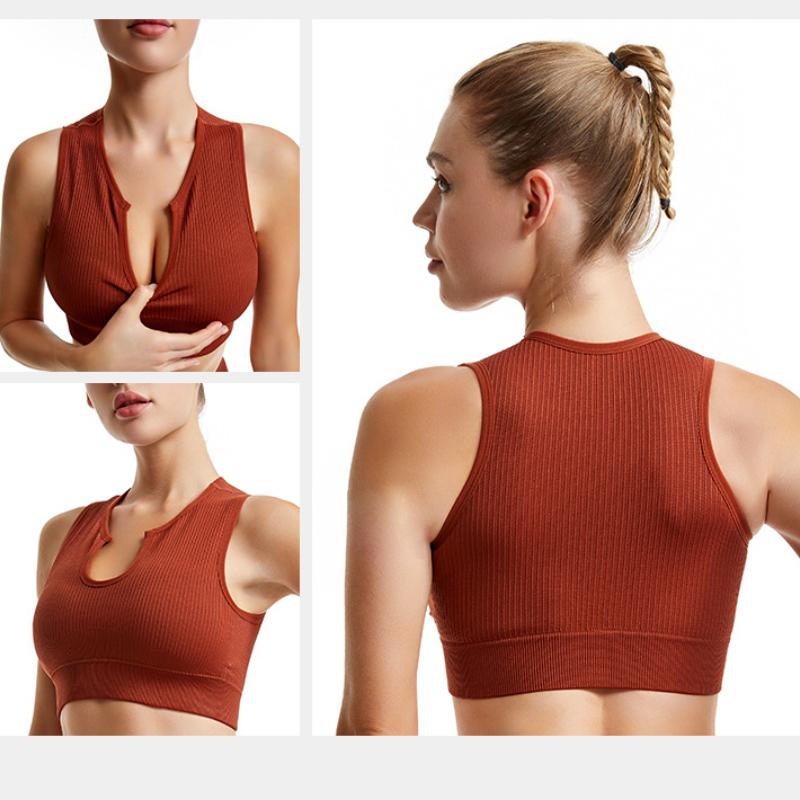 Sportbehåar för kvinnor Ärmlösa Utan Bygel Stötdämpande Andningsbara Lätta Elasticitet Linne för Yoga Fitness Kroppsbyggnad Dans Löpning