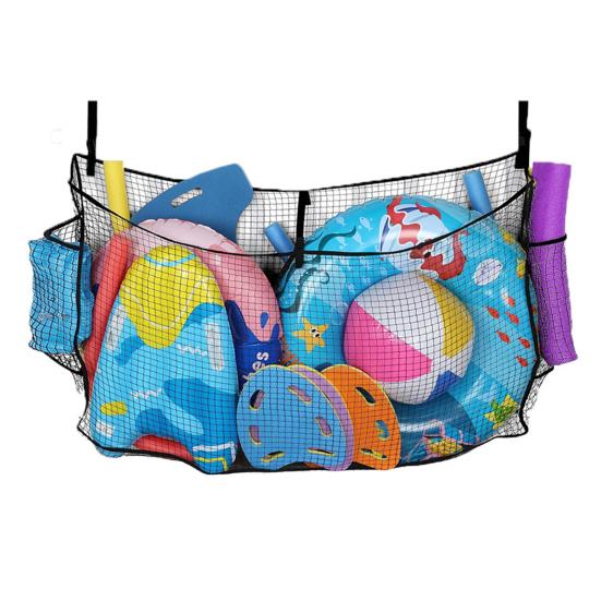Pool Toy Storage Net Pool Floating Toys Organizer with Straps Poolside Fence Toys Holder for Swimming Ring Pool Noodles Inflatable Balls Rafts