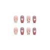 Diamond Love Wearing Nail Gradual Change Smudging Short Ballet Cow Pattern Nail Art Piece Finished Removable Nail Piece
