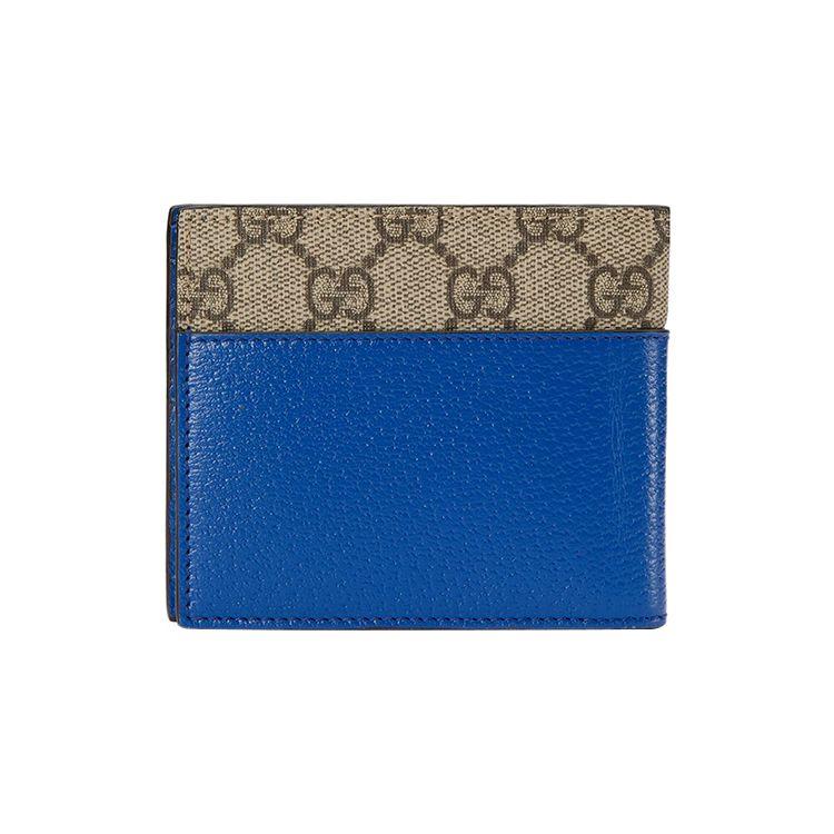 Gucci Hollow Interlocking Double G Logo Canvas And Leather Wallet Men wallet Blue Ebony 701420-K9GSG-9972