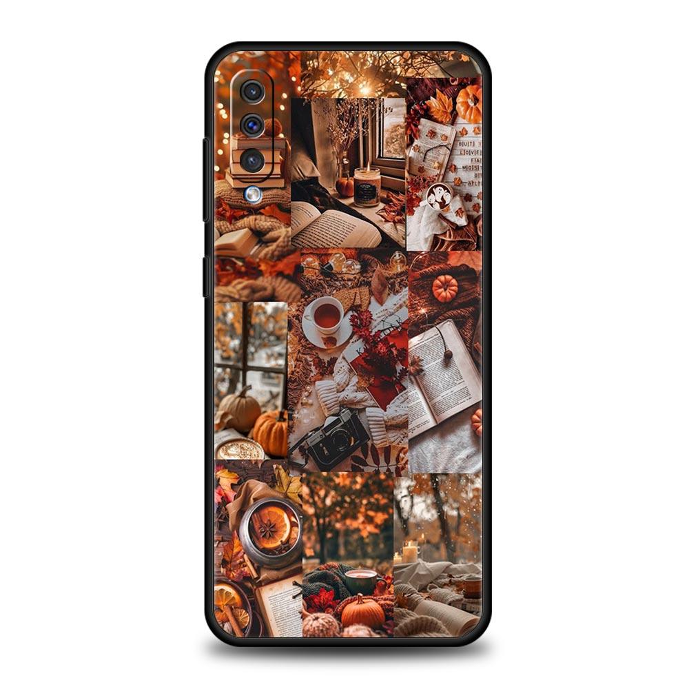 

Pumpkin Autumn Leaves Coffee Phone Case for Samsung Galaxy A56 A36 A26 A16 A34 A24 A42 A22 A20 A12 A40 A30 A10 5G Soft TPU Cover Samsung A54