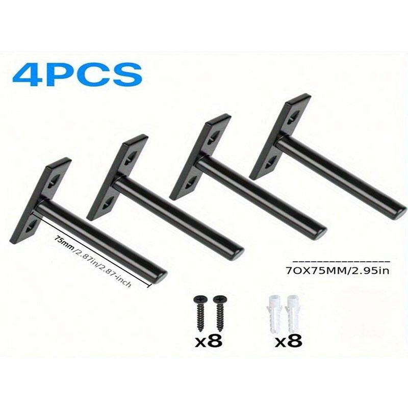 4pcs Floating Shelf Bracket Hidden Bracket Wall Mounted Bracket Invisible Nail Fixed Bracket Partition Hidden Shelf Bracket 3inch чёрный