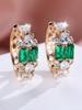 Silver Needle Luxury Green Crystal CZ Earrings 2026 New Gold Small Hoop Earrings for Women Fashion Puncture Jewelry