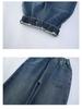 2025 Girls' Embroidered Wide-Leg Jeans: Spring/Fall Casual Straight-Leg Pants for Medium & Big Kids