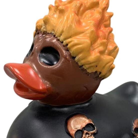 Halloween Flame Duck Statue Gothic Skull Duck Figurine Resin Sculpture Holiday Party Desktop Decoration Ornament