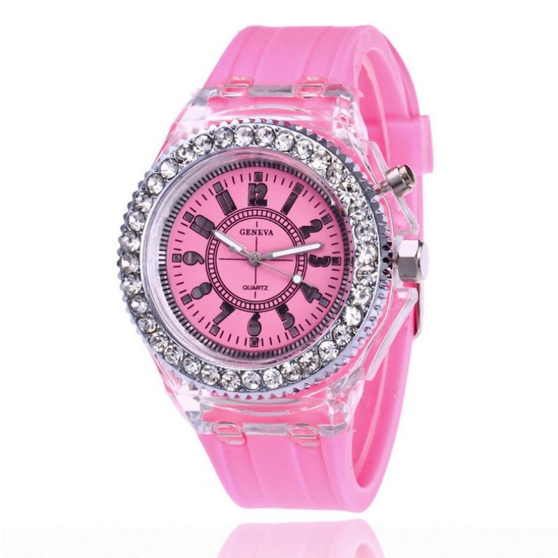 New colorful lights personalized rhinestone led Harajuku fashion trend male and female students couple quartz watch
