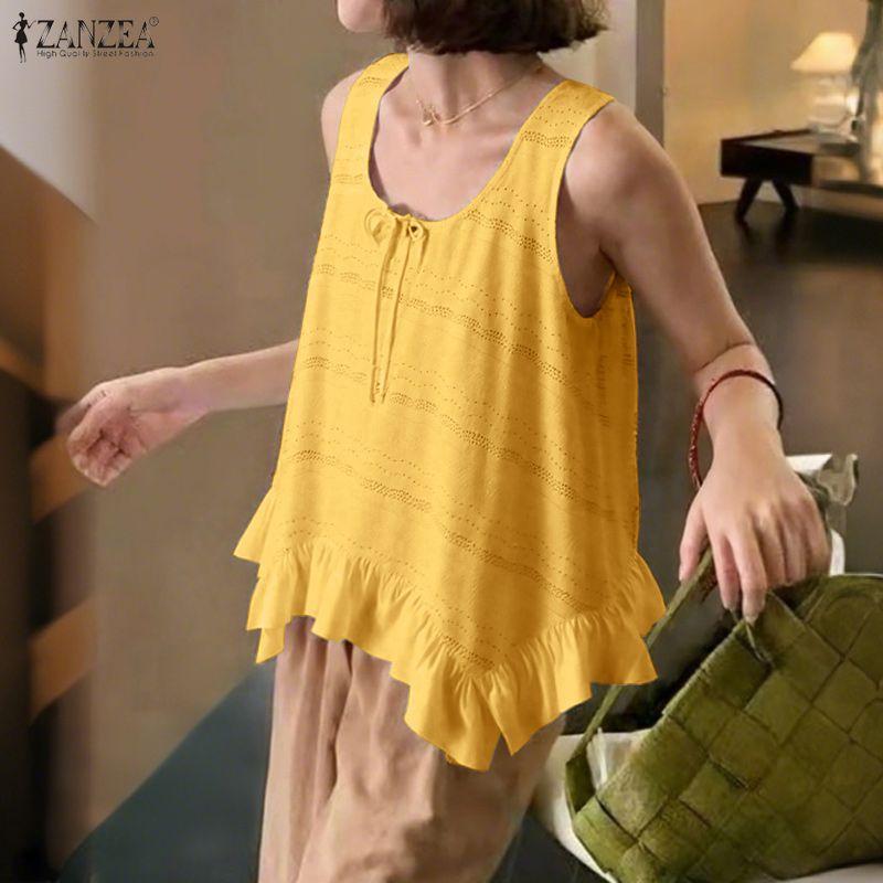 ZANZEA Women Casual Round Neck Summer Sleeveless Tank Tops