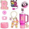 6-Piece Tumbler Accessories Set Letter Stickers Butterfly Straw Cap Cup Sleeve Reusable Easy To Clean Decorative Accessories for Stanley Tumbler