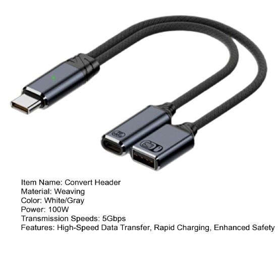 USB-C OTG Charging 2-in-1 100W PD & Data Adapter Cable Type C To USB