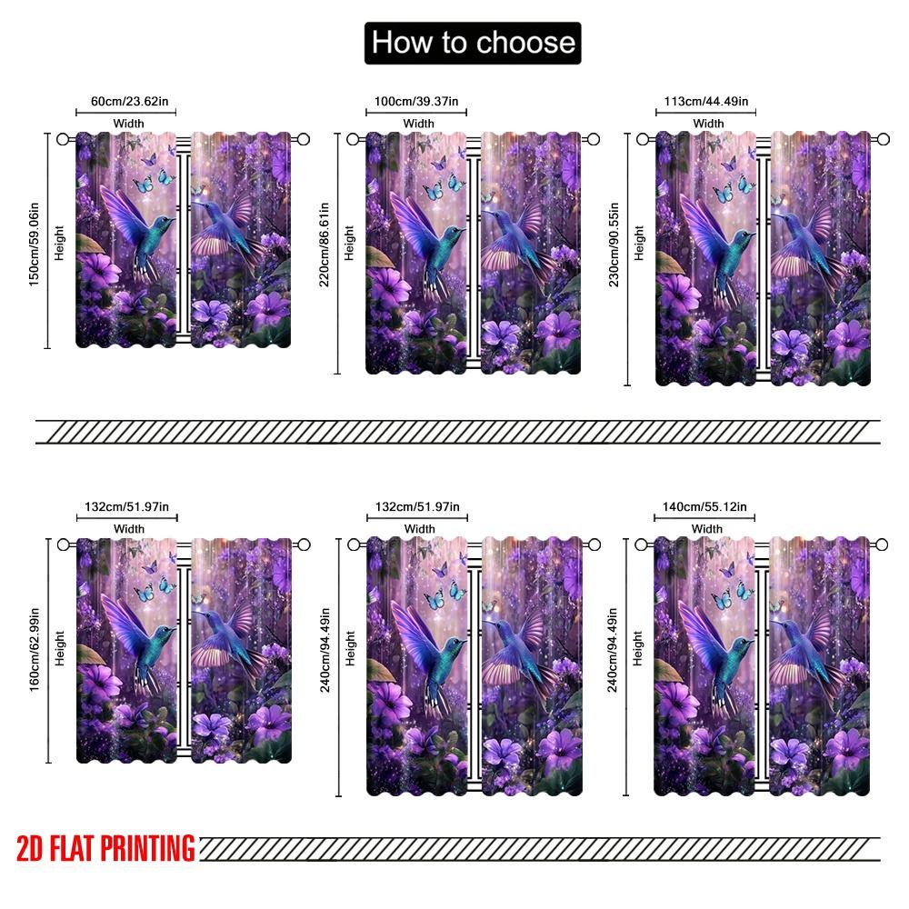 2pcs,2D plane printing Popular Curtains FairyFlight Polyester Easy Install (without rod) Festive for Kitchen, Bedroom & Living