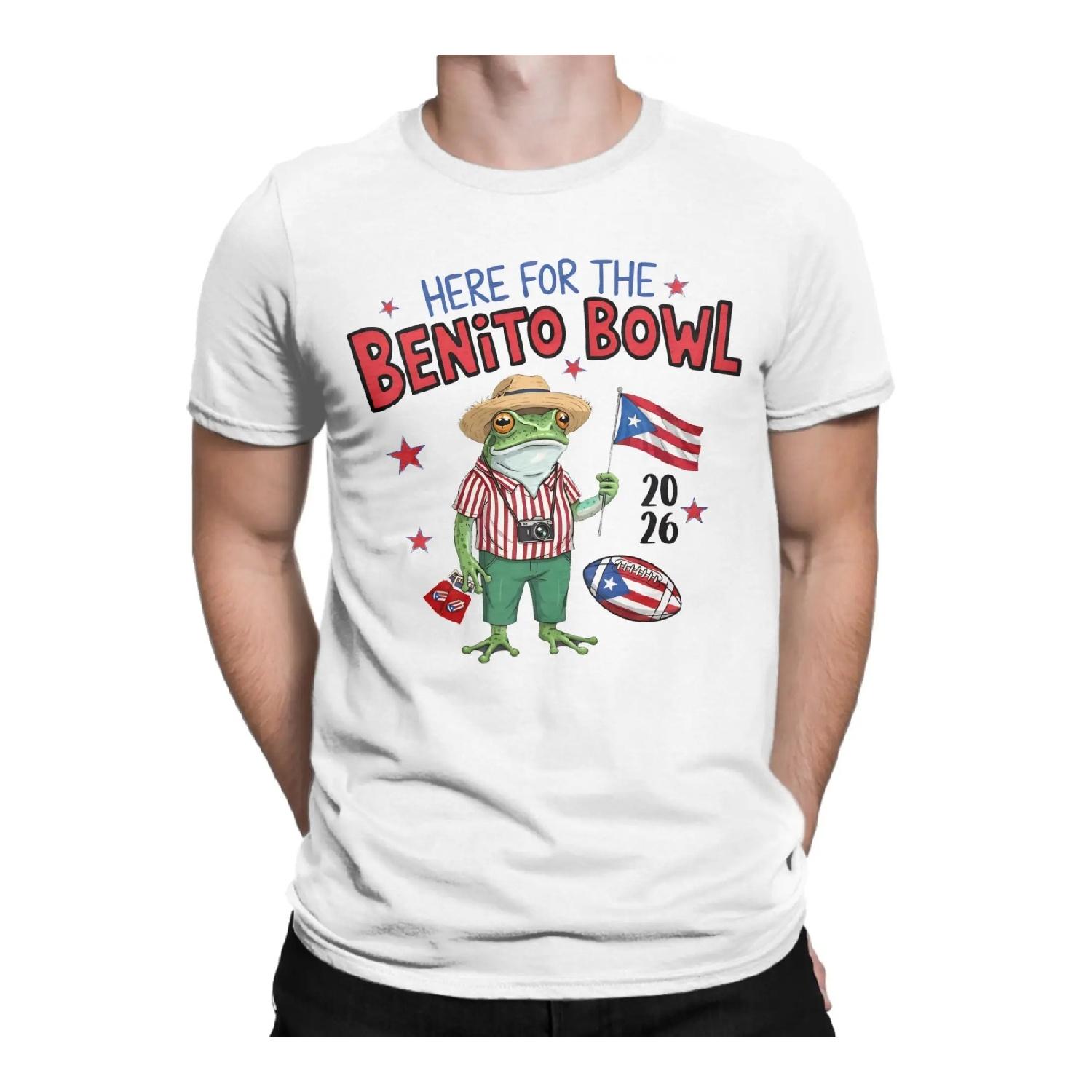 

Funny Here For The Benito Bowl Bad Bunny T-Shirts Men O Neck Cotton T Shirt Short Sleeve Tees Summer Clothes XXXXXL чорний
