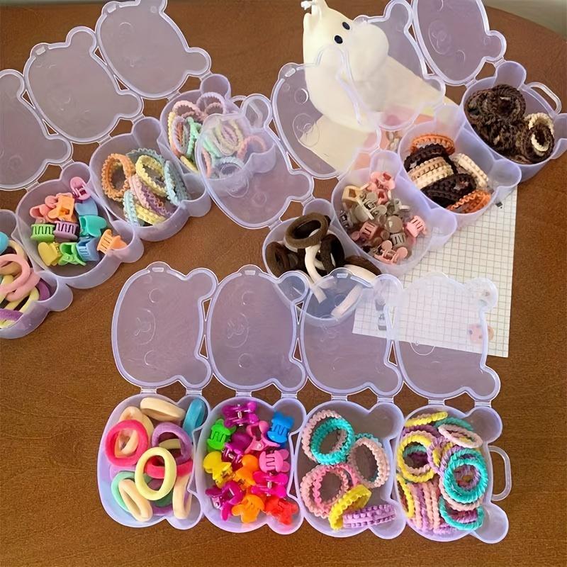 Classic Style Multi-Shape Organizer, Clear Plastic Container with Buckle Closure, Heart and Bear Shape, Lockable Desktop Organizer for Jewelry