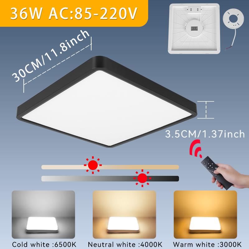 110V 220V LED Ceiling Lamps Square Modern Smart Ceiling Light Remote Control Dimmable For Living Room Bedroom  Night Panel Light