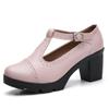 Fashion Fashion British Style Round Toe Mary Jane Shoes Leather Hollow Out Sqaure Heels Platform Retro Women's Dance Shoes