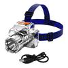 1 Set Fishing Miner Lamp High Brightness Rechargeable Smart Battery Display Illumination Head-mounted Small Flashlight for Outdoor