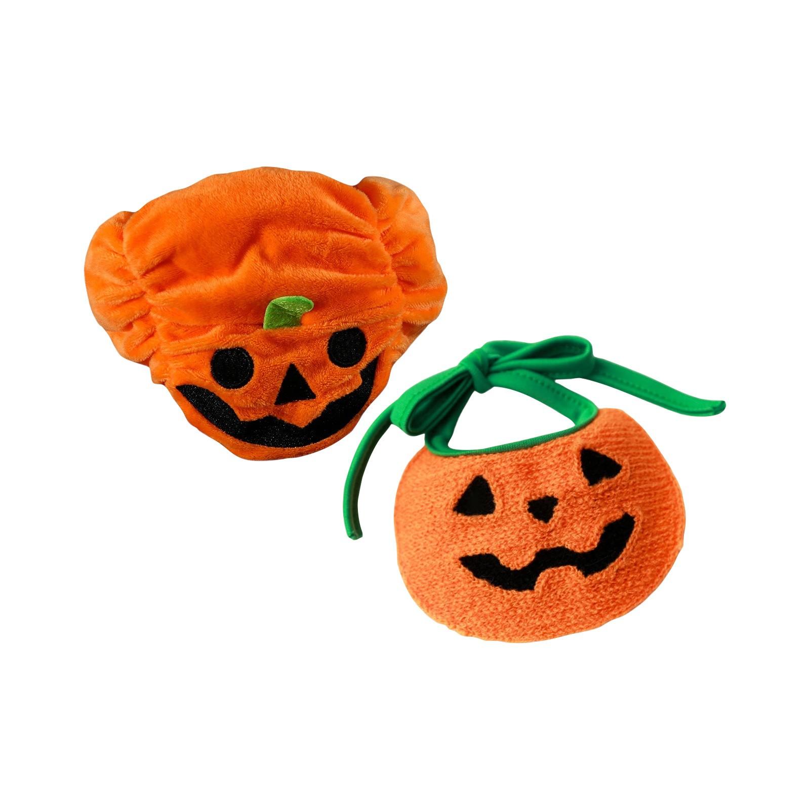 

Halloween Pumpkin Cat Dog Pet Costume Hat Bib S оранжевый
