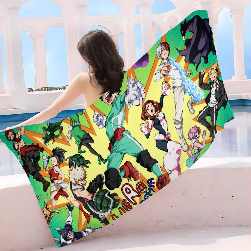 My Hero Academia Cool Cartoon Microfiber Blanket Quick Drying Beach Towels Oversized Printing Super Absorbent Pool Towel Blanket