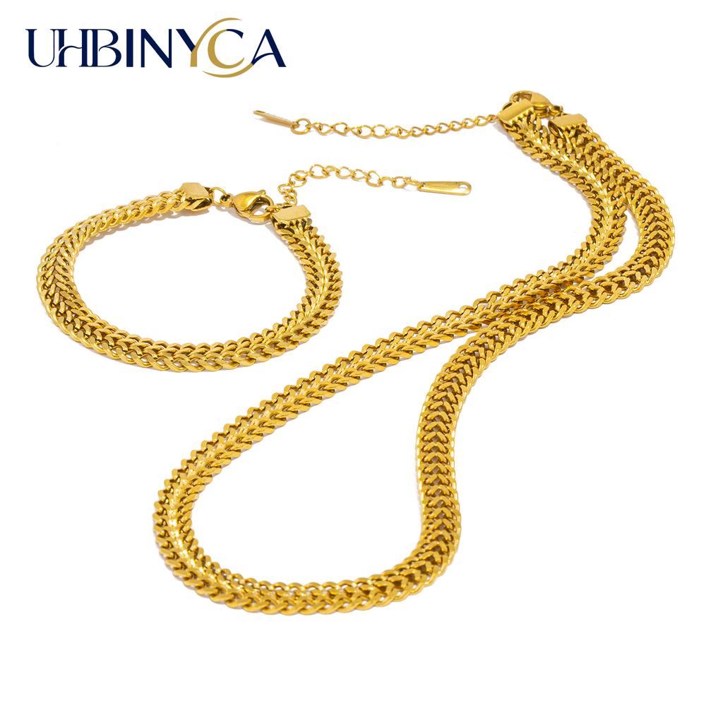 Stainless Steel Chunky Chain Necklace for Women, Gold Plated Vintage Retro Hypoallergenic Durable Jewelry Gift