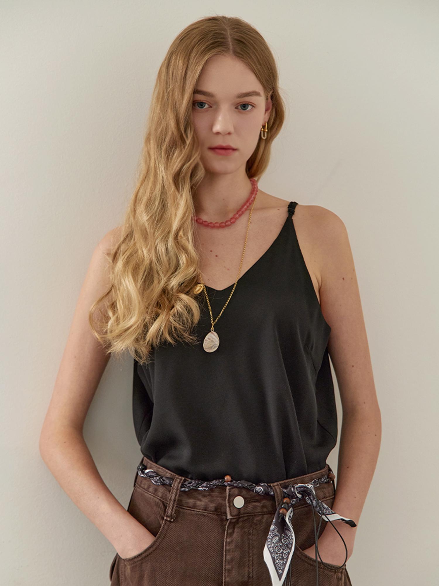 Maja Two-Way Chiffon Crepe Woven Sleeveless Top Black/Free