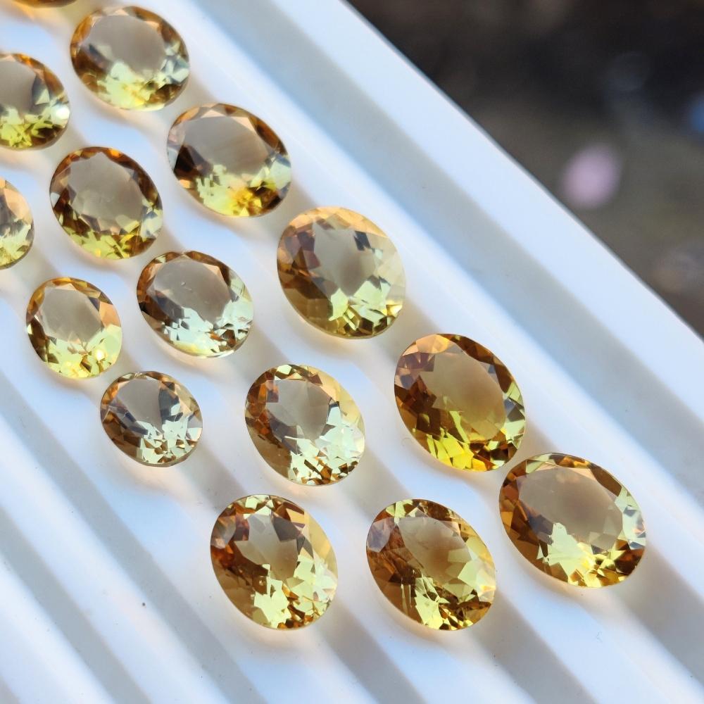 Kalibrert Størrelse Naturlig Citrin Fasettert Edelsten Parti For Smykkefremstilling Bruk Stein, Helbredende Edelsten Parti, Oval Form Citrin Parti.