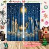 2Pcs Polyester Christmas Christmas Eve Printing Window Curtains Birthday Party Decoration Backdrop Drapes for Living Room
