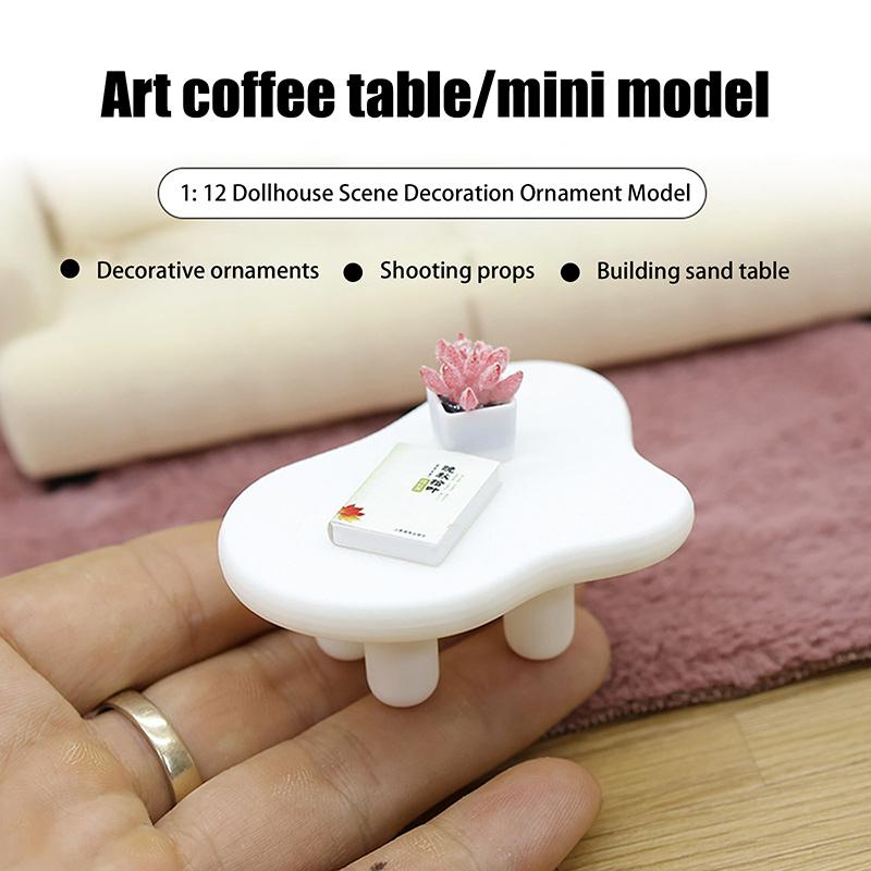 1/12 Dollhouse Simulation Mini Cloud Tea Table Model Dollhouse Living Room Furniture Decoration Micro Scene Construction Props