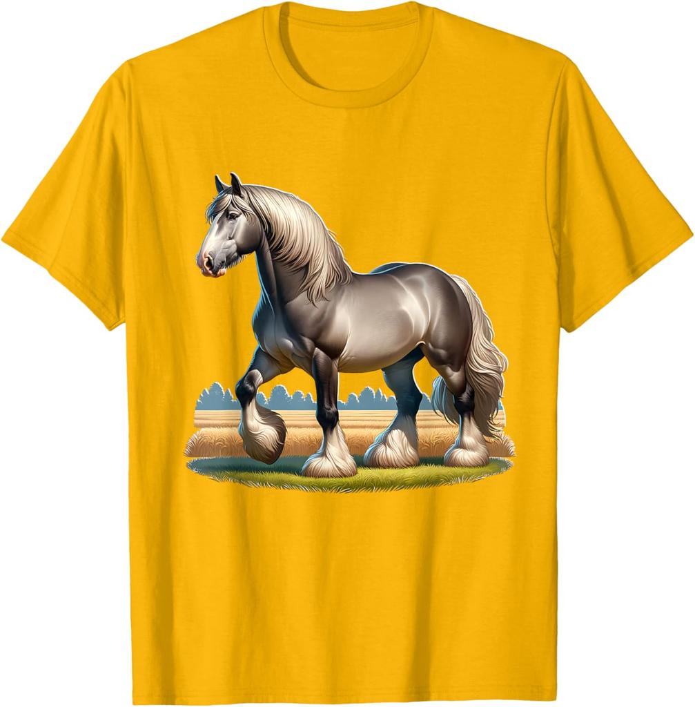 Majestic Belgian Draft Horse Graphic Print Men's Casual Cotton T-Shirt Trip Wear