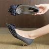 Pantofi cu toc înalt și subțire pentru femei, toc înalt, de lux, cu model Bling Bow, tocuri Mary Jane, tocuri elegante pentru femei, tocuri înalte și plate