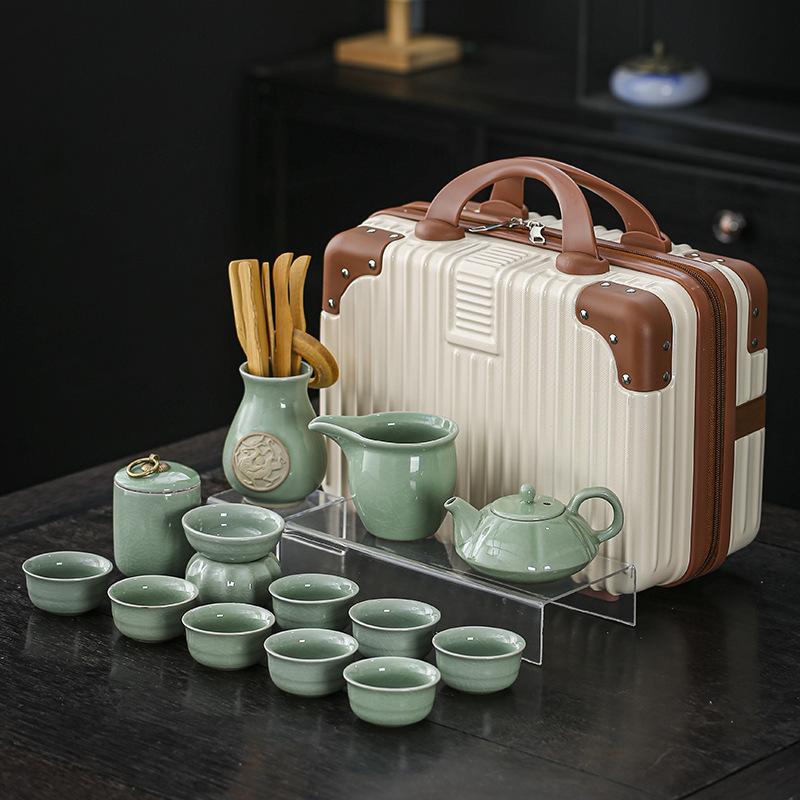 Ge kiln opening kung fu tea set, business gift set, gift box, office meeting guests, making teapots for customers