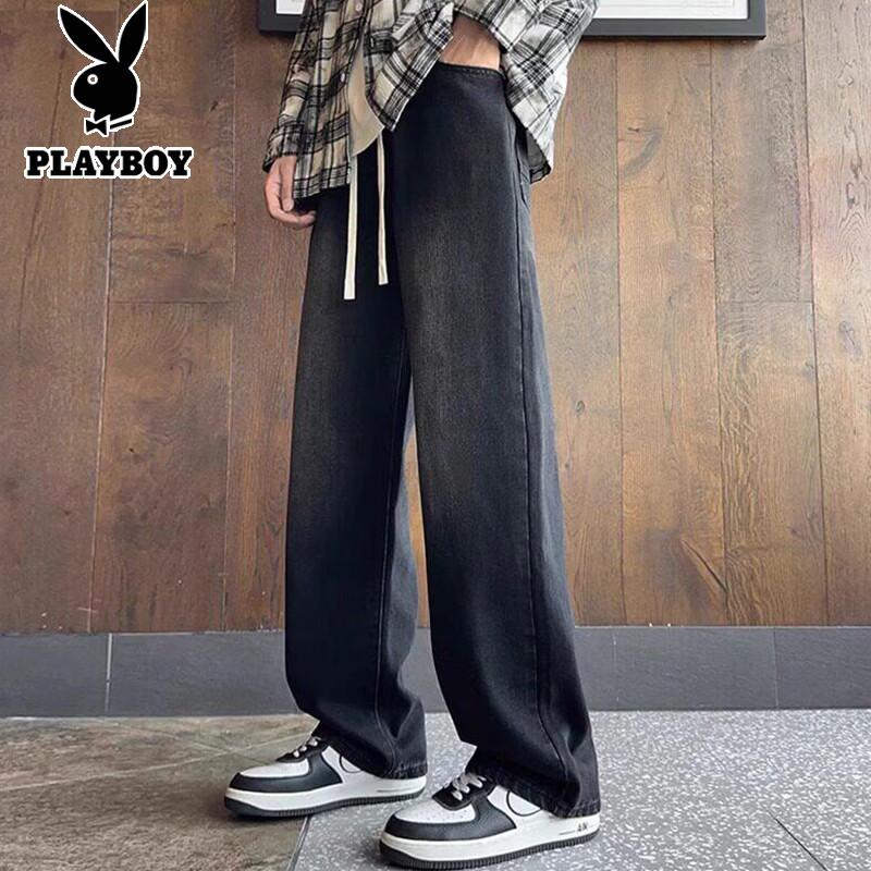 Playboy Men s Loose Straight Wide-Leg Jeans L