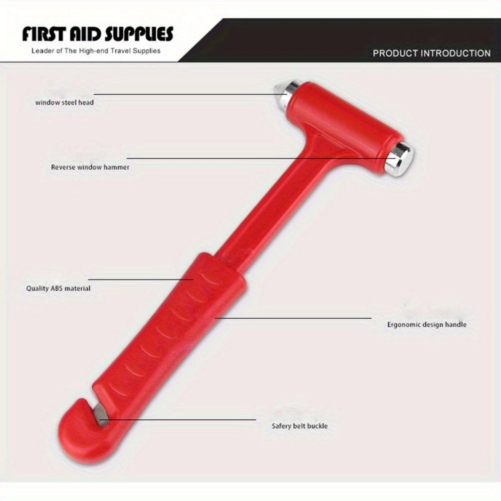 2-in-1 Emergency Car Safety Hammer - ABS Seatbelt Cutter & Window Breaker, Firefighter Approved, No Assembly Required, Durable Red