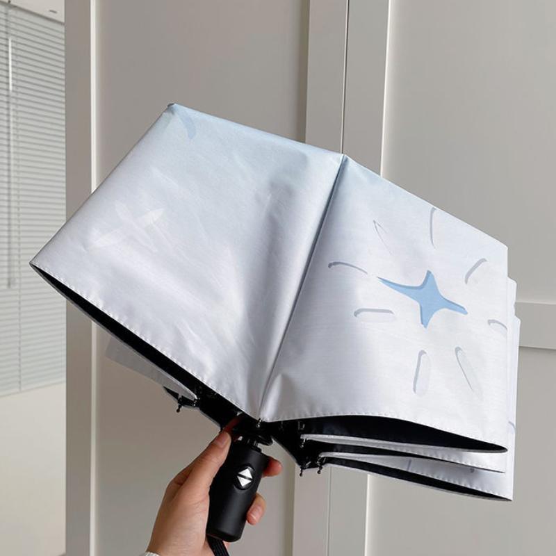 INS Cute Blue Fireworks Automatic Umbrella Rainy Sunny Folding Umbrella Women Student Outdoor Shopping Sun Protection Umbrellas