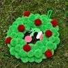 13 Inch Christmas Green Elf Wreath for Front Door Plush Pompom Ball Wreath with Wooden