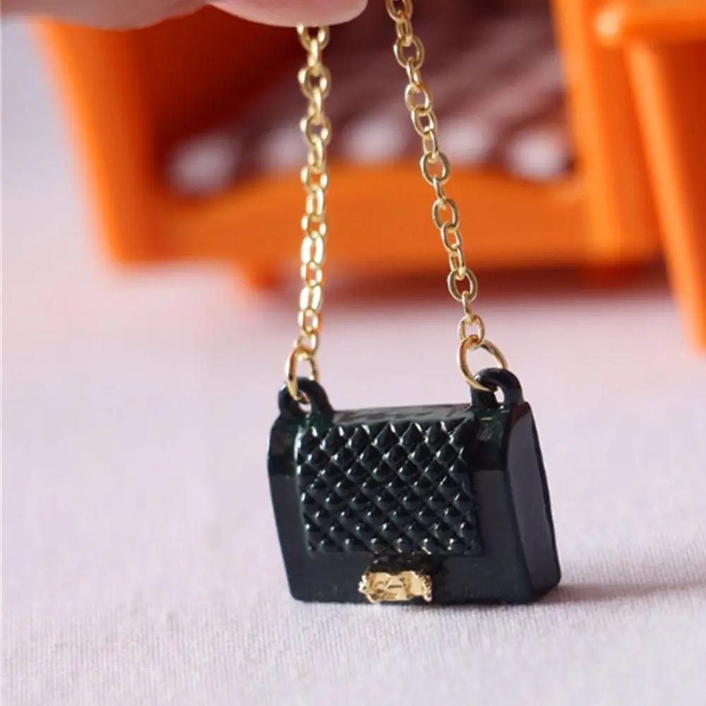 Fashion Miniature Bag For Doll Clothes  Accessories Chain Handbag Lady Leather Bag Purse Accessories Dollhouse Girls Gift Toys