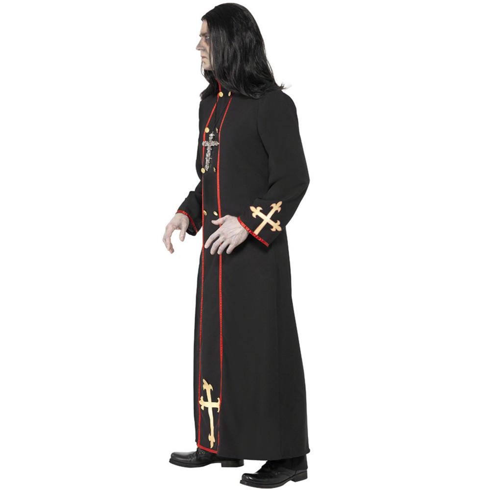 Halloween Black Priest Robe Costume for Drama and Stage Play