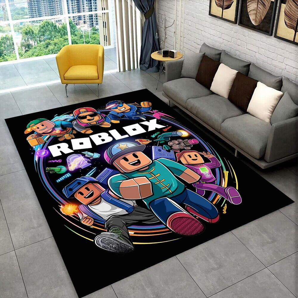 Tappeto Tappetino Decorativo per Tappeto Gioco R-Robloxs 3D a Cartoni Animati per Stanza dei Giochi Camera da Letto Soggiorno Divano Casa Zerbino, Tappeto da Area Tappetino Antiscivolo per Pavimento Regalo