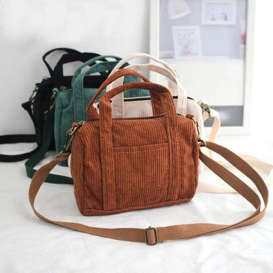 Women's Mini Crossbody Bag Corduroy Shoulder Bag Female Canvas Handbag Zipper Totes Ladies Casual Purse Cloth Pouch For Girl