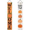 2pcs Thanksgiving Turkey Porch Banner Sign Set 12x71 Inch Autumn Thanksgiving Doors Decoration Fall Welcome Sign Pumpkin Door Banners for